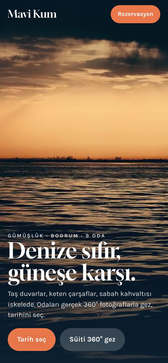 Mavi Kum · Butik otel demosu